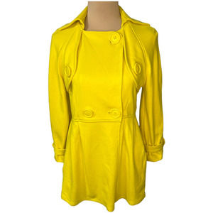 Simply Chloe Dao Bright Yellow Double Breasted Sweater Jacket Size M